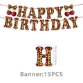 Λεπτομέρεια banner Happy Birthday με μοτίβο λεοπάρ και κόκκινο γκλίτερ με κεράσια - Πανό Χρόνια Πολλά