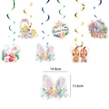 Dettagli delle decorazioni pasquali sospese con coniglietti e misure specifiche - Decorazioni con Riccioli Appesi