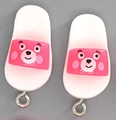 Pink resin cartoon bear slipper charms with white soles for DIY jewelry making - White Sole