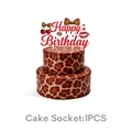 Λεπτομέρεια διακόσμησης Happy Birthday με λεοπάρ φιόγκο και σχέδια με κεράσια - Μεγάλο Topper Τούρτας