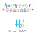 Detailed view of Happy Easter banner set with 15cm height dimensions and colorful eggs - Happy Easter Banner (20 Pieces/Pack)