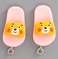 DIY pink resin slipper pendant with a cute yellow bear face for creative jewelry crafts - Pink Sole