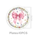 Pappteller mit Aquarellblumen, rosa Schleife und Schmetterling, 18cm Partyzubehör 10er - 7-Zoll-Teller