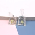 Creatieve vis-in-een-zakje oorbellenhangers met gele tropische vissen in hars waterzakjes - Wit Geel Gestreepte Vis