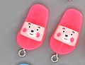 Pink bear resin slipper charms for DIY earrings and necklaces jewelry making - Rose Red Sole