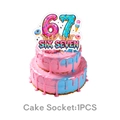 Close-up of pink and blue Six Seven cake topper on a colorful birthday party cake - Large Cake Topper (1 PC)