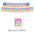 Detail of baseball ice cream happy birthday banner showing dimensions of 15-piece set - Banner (15PCS)