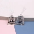 Creative black goldfish water bag pendant with silver ring for DIY earring and necklace - Black Fish
