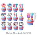 Detailed 24-piece cake toppers set with ice cream and sport themes for 6th and 7th birthdays - Small Cupcake Toppers (24 Units)