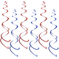 Glossy red and blue double spiral ceiling hanging swirls for patriotic party decorations - Double Swirl Hanging Decor