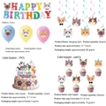 Detailed set of 18 cat balloons, hanging swirls, and cake toppers for birthday party - Hanging Decoration Set