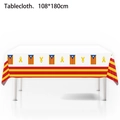 Detail of 108x180cm PE tablecloth featuring flag patterns and ribbon print design - Catalonia Flag Style