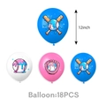 Set of 18 baseball party balloons 12 inch size in blue white and pink with cartoon patterns - Latex Balloons 18PCS