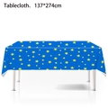 Dettaglio tovaglia monouso blu con motivo a stelle gialle, misura 137x274 cm - Stile Stella Blu / 137x274cm
