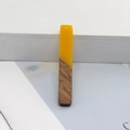 Minimalist long bar pendant with yellow resin and natural wood splicing for DIY jewelry - Yellow Long Strip