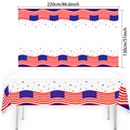 Detailansicht der US-Flaggen-Tischdecke mit 220x130cm Größenangaben für Partys - Rote Unabhängigkeitstag Tischdecke 1P 130x220