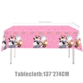 Pink cartoon cat themed disposable party tablecloth measuring 137x274cm for birthday decor - Pink Cat Tablecloth