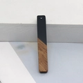 Rectangle wood and black resin pendant with gold foil texture and pre-drilled hole - Black Bar