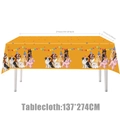 Détail de nappe de fête jaune avec chiens de dessins animés pour anniversaires de chiens - Nappe Chien Jaune / 137*274cm (1 Pièce) / Jaune