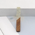 Rectangle wood and resin pendant with gold foil and top hole for DIY jewelry making - Transparent Silver Foil