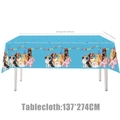 Nappe de fête imperméable à thème chien 137x274cm avec motifs de chiots - Nappe Chien Bleue / 137*274cm (1 Pièce) / Bleu