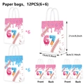 Dettaglio sacchetti regalo in carta baseball e ciambelle 21x15x8cm in rosa e blu per festa - Set da 12 / Tote Bag