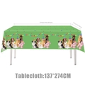 Nappe fête anniversaire chiots verte 137x274cm pour tables rectangulaires - Nappe Chien Verte / 137*274cm (1 Pièce) / Vert