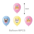 Detail view of 18pcs 12-inch cat theme party balloons in pink, blue, and yellow colors - Balloon