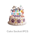 Cartoon cat theme Happy Birthday cake topper for pet parties, colorful 1 piece set - Large Cake Topper