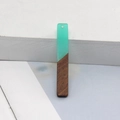 Rechthoekige hanger van hars en hout met goudfolie voor het maken van eigen sieraden - Hemelsblauwe Lange Strip