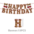 Detail der Happy Birthday Girlande mit Kirsch-Leopardenmuster und 15cm Höhenangabe - Banner 15er Pack