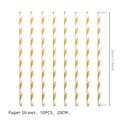 Set of 10 striped yellow and white paper straws measuring 20cm or 7.9 inches in length - Paper Straw
