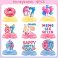 Set of 9 colorful honeycomb centerpieces for 67th birthday party table decorations - 9 Pieces Honeycomb Centerpieces
