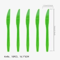Set of grass green disposable plastic knives with textured handles for butterfly parties - Green Knife