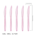 Pink glitter plastic knives set with gold sequins for spring floral birthday parties - Pink Glitter Knife