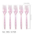 Pink glitter disposable plastic forks for wildflower theme birthday party decorations - Pink Glitter Fork