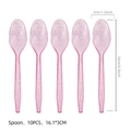 Pink translucent plastic spoons with gold glitter and diamond textured handle for parties - Pink Glitter Spoon