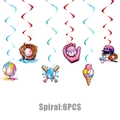 Baseball and ice cream themed birthday party hanging swirls with pink and blue decorations - Party Swirls 6PCS