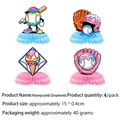 Set of 4 baseball ice cream theme honeycomb ornaments for party table decorations - Paper Honeycomb Ornaments 4PCS