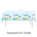 Blue and white checkered duck birthday tablecloth, rectangular party cover 137x274cm - Tablecloth