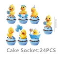 Detail of 24PCS little yellow duck cake toppers for birthday party decorations - Cupcake Toppers