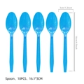 Disposable blue plastic soup spoons for World Cup party tableware set of 10 pieces - Blue Plastic Spoons / 10 Pieces (16cm)