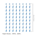 Blue and white spiral paper straws for sports parties, 20cm length, pack of 10 - Blue Striped Straw / 10 Pieces/Pack (20cm)