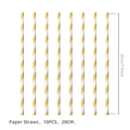 Gelb-weiß gestreifte Papierstrohhalme für Retro-Partydeko, 10er-Pack, Länge 20 cm - Goldene Strohhalme 10er Pack