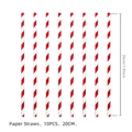 Set of 10 red and white striped paper straws with 20cm length for party decoration - Red White Striped Straws