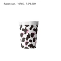 Pink and black cow print disposable paper cups for birthday parties, 10-piece set - Paper Cups (10PCS)