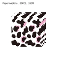 Pink and black cow print paper napkins, 20 pieces set for birthday party decorations - Paper Napkins (20PCS)