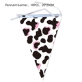 Pink and black cow print pennant banner decoration, 10 pieces pack, size 20x29cm - Cow Print Pennant Banner (10PCS)