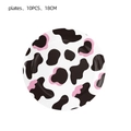 Pink and black cow print 18cm birthday party plates set of 10 for themed decor - 7 Inch Plate (10PCS)