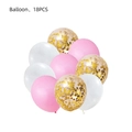 18pcs pink and white latex balloon set with gold confetti for one year old birthday party - Balloon